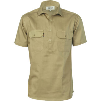 Cotton Drill Close Front Work Shirt 190gsm - Short Sleeve 3203