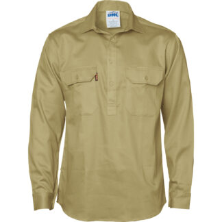Close Front Cotton Drill Shirt 190gsm - Long Sleeve 3204