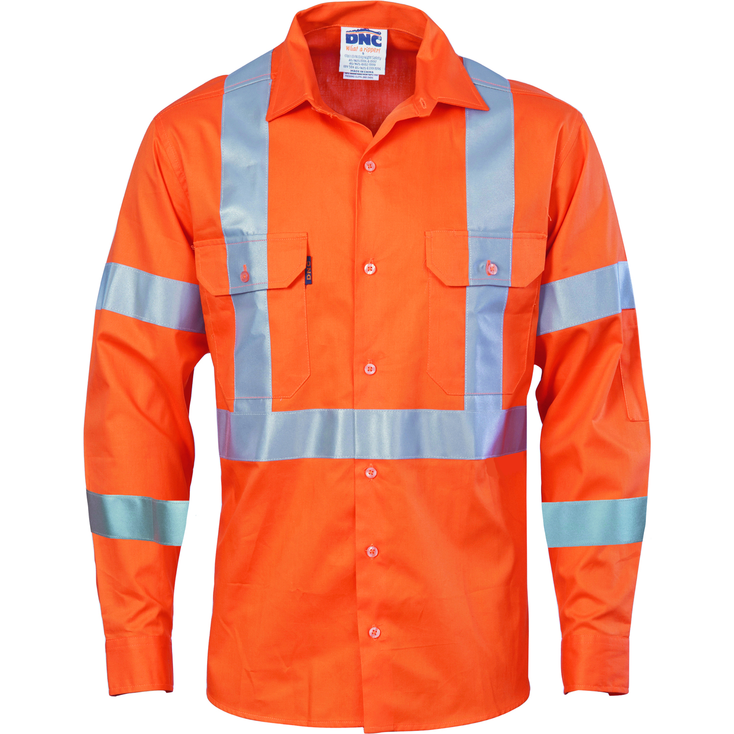 Hivis cool-breeze cotton shirt with double hoop on arms & 'X' back PRO R/tape - long sleeve 3789 190gsm - Image 2