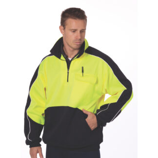 HiVis 2 Tone 1/2 Zip Hi-Neck Panel Fleecy Windcheater 3823