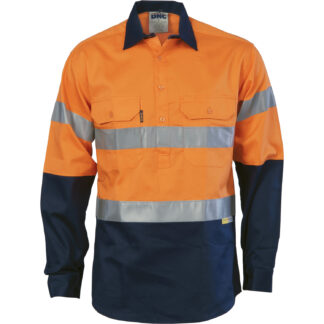 HiVis Two Tone Closed Front Cotton Shirt 190gsm with 3M R/Tape 1007 / 3849