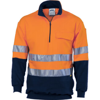 HiVis Two Tone 1/2 Zip Cotton Fleecy Windcheater with 3M R/Tape 3925