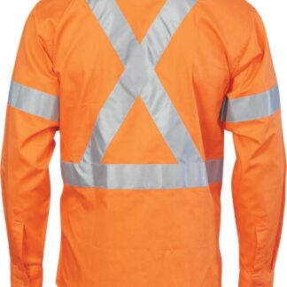 HiVis D/N Cotton Shirt with Cross Back PRO R/Tape - long sleeve 190gsm 3989