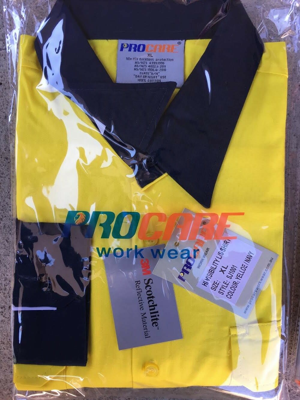 Logo Embroidery Hi Vis Work Shirt Closed Front 190gsm cotton drill 3M ...