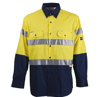Hivis Cotton Drill shirts 150/190gsm with Vents (3M Reflective tape ...