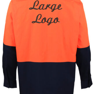 Logo Embroidery Work Shirt cotton drill (Long Sleeve) 3M ref Tape 155gsm 1001 (front small logo + back large logo)